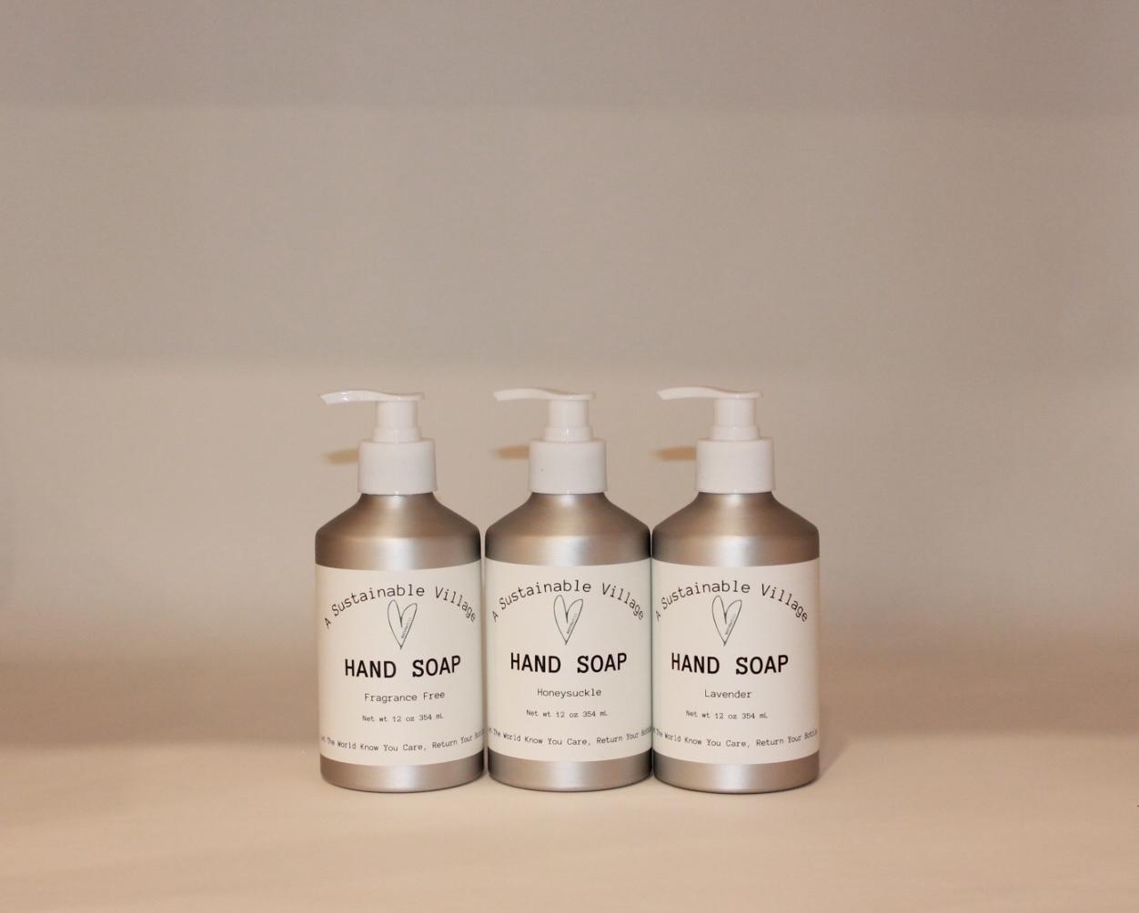 Aluminum bottle hand soap, dish soap, plastic free replaces plastic bottle soap with refillable bottle.  Refill, zero waste, climate change.