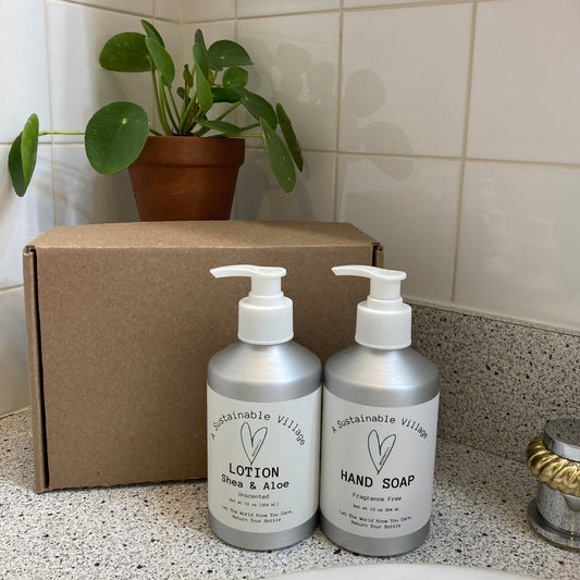 Duo Hand + Lotion in aluminum bottle refillable zero waste
