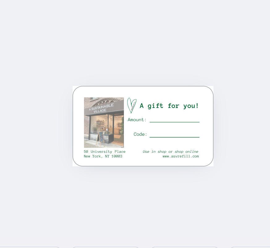 Gift card with store image and text on a light gray background