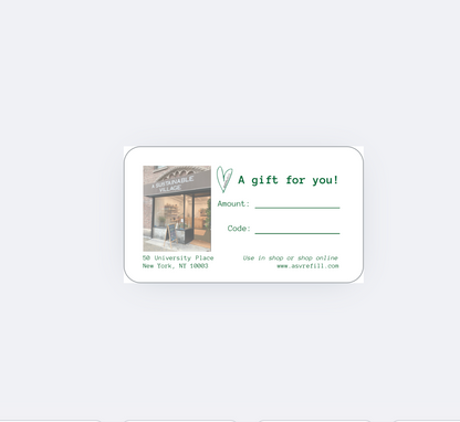Gift card with store image and text on a light gray background