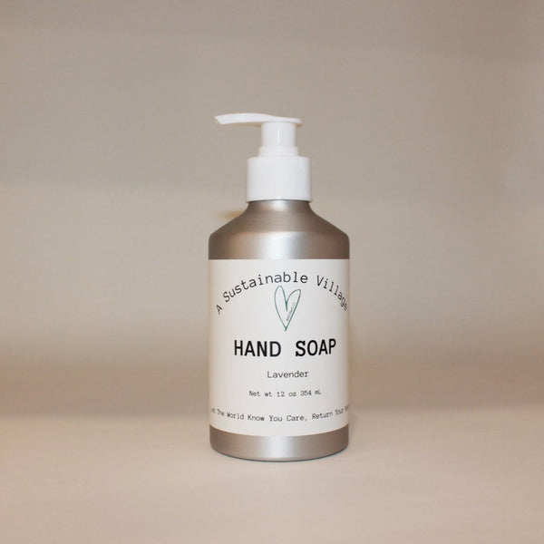 Liquid Hand soap in aluminum bottle helps to reduce plastic waste to help fight Climate Change
