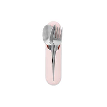 Travel Utensils in Pink Silicone Sleeve