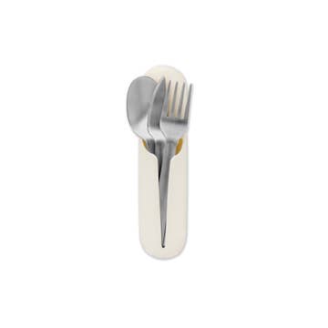 Travel Utensils in White Silicone Sleeve 