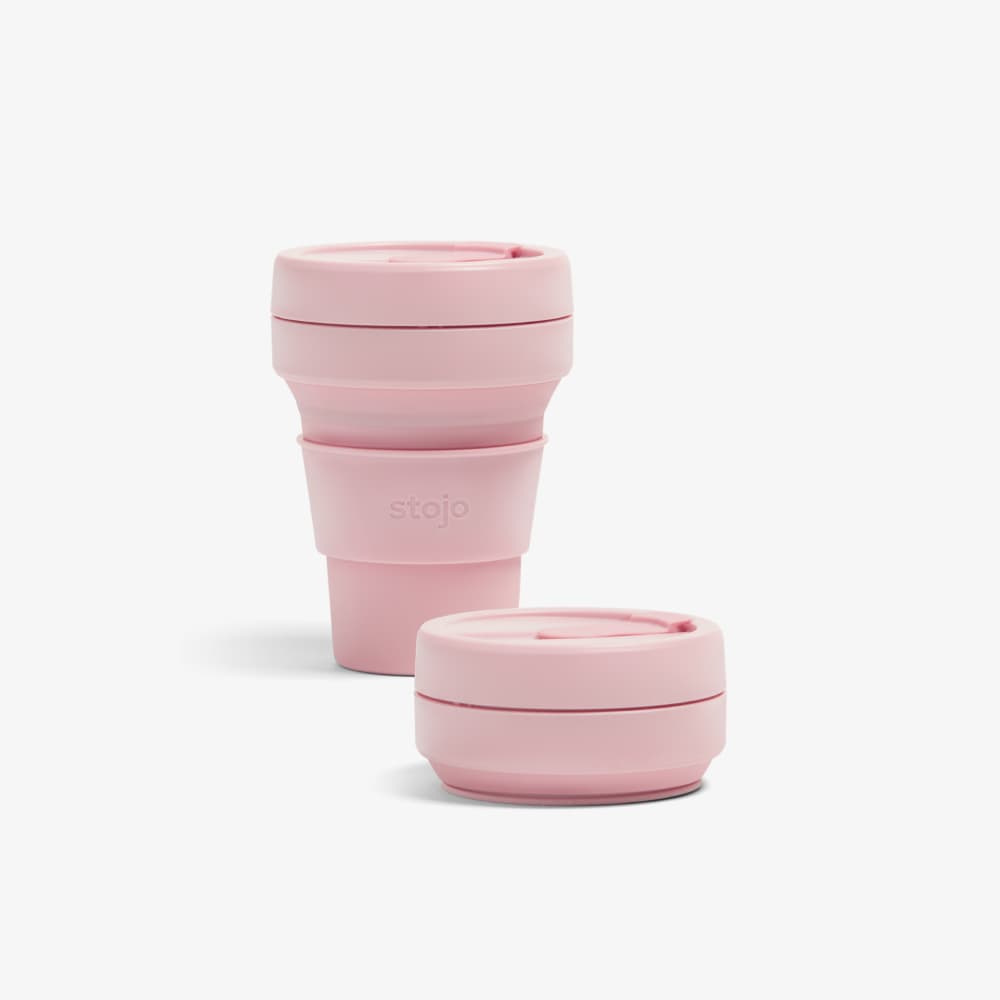 Stojo collapsible drinking cup in light pink