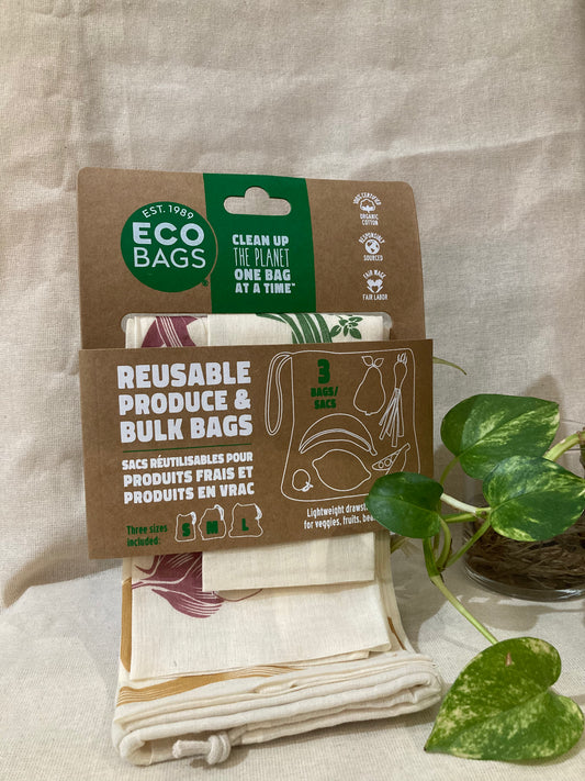 ECOBAGS Organic Mesh Drawstring Bag Set of 3 - Medium